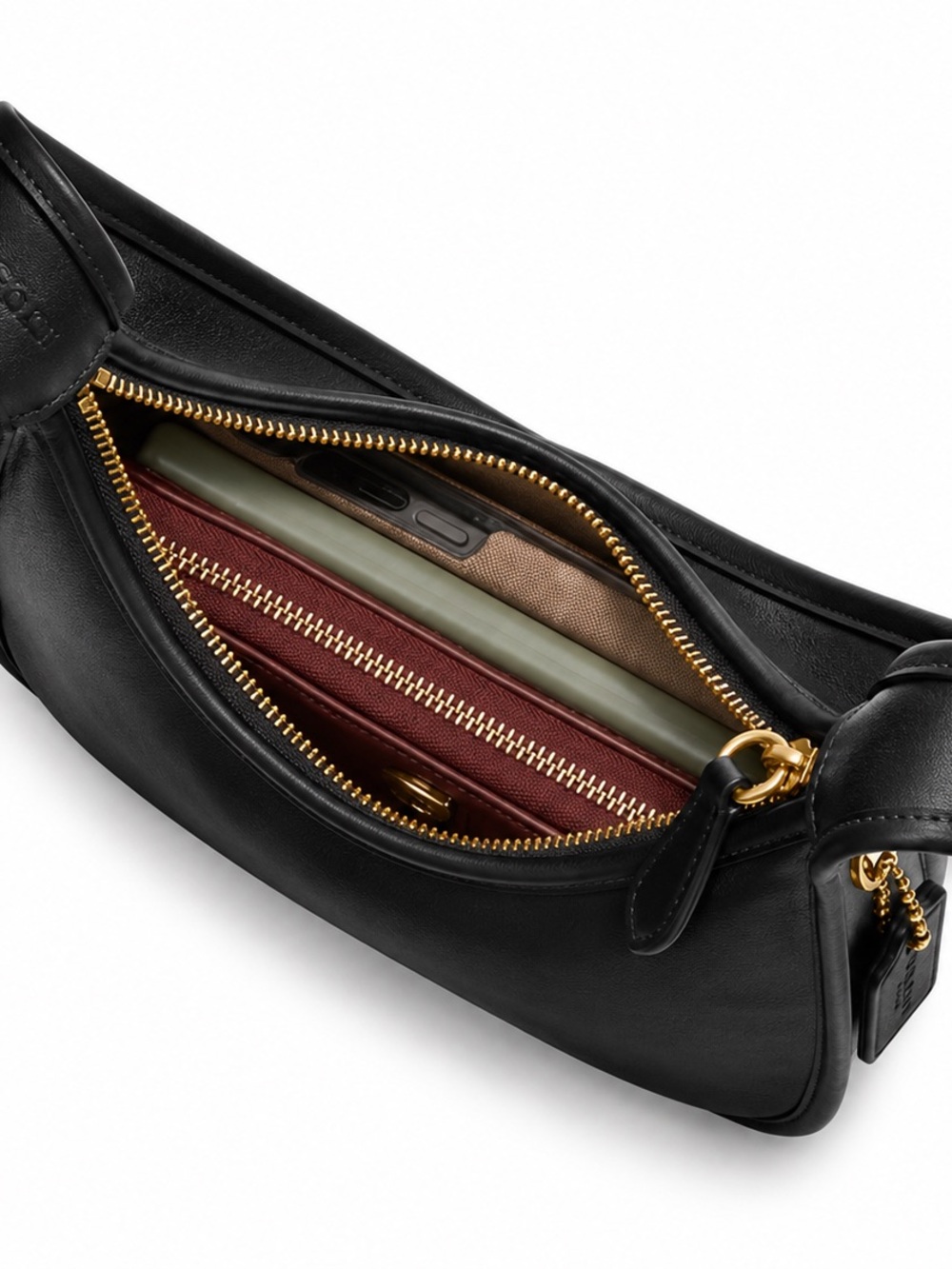 NWT Coach Originals Curve Zip Bag Black Glovetanned Leather 1997 Re-Edition - Picture 3 of 6